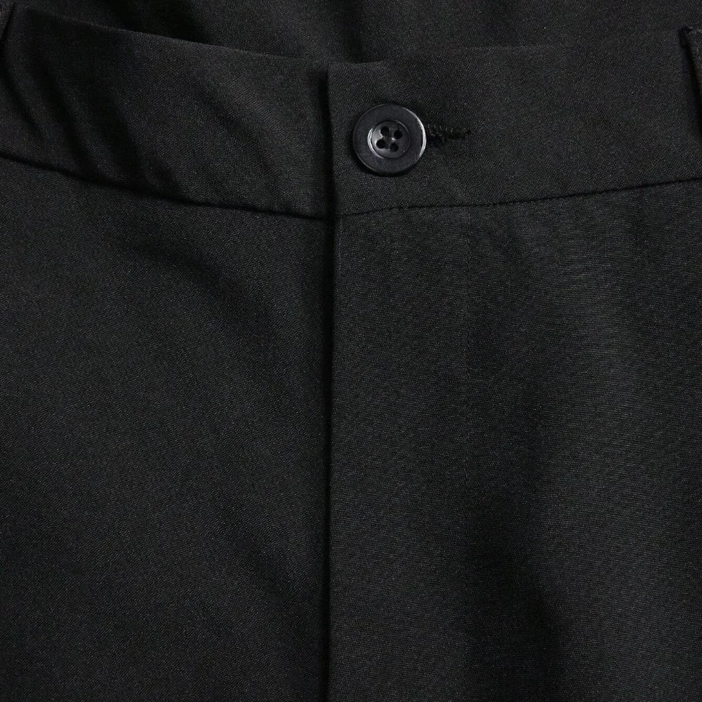 Black Casual Mens Solid Slant Pocket Suit Pants